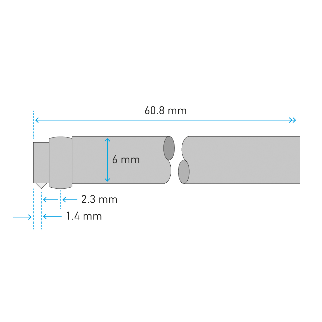 测尖半径为 2µm(80µin)标准传感器测针