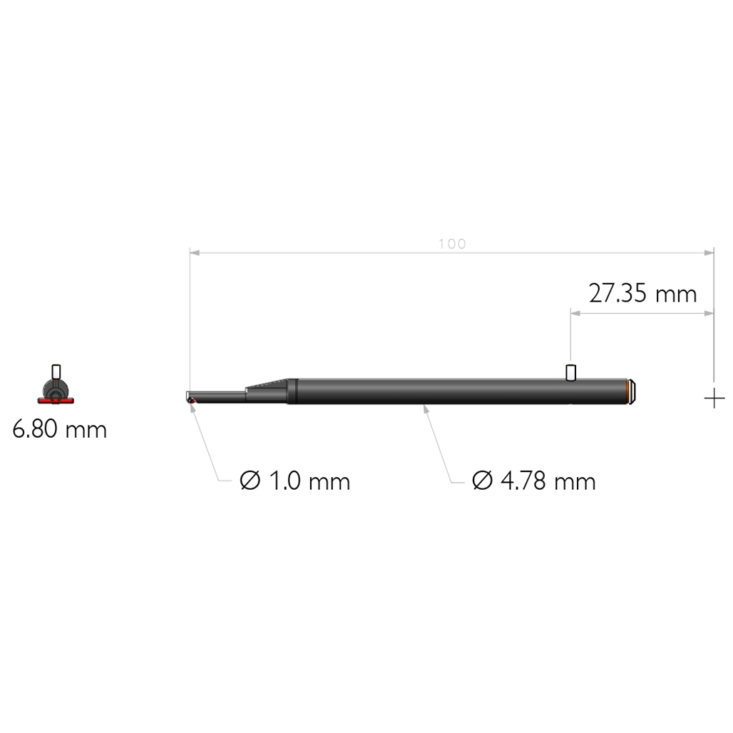 直径1mm，测杆长度100mm测针。