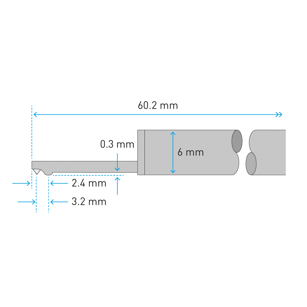测尖半径为5µm (200µin)小孔传感器测针