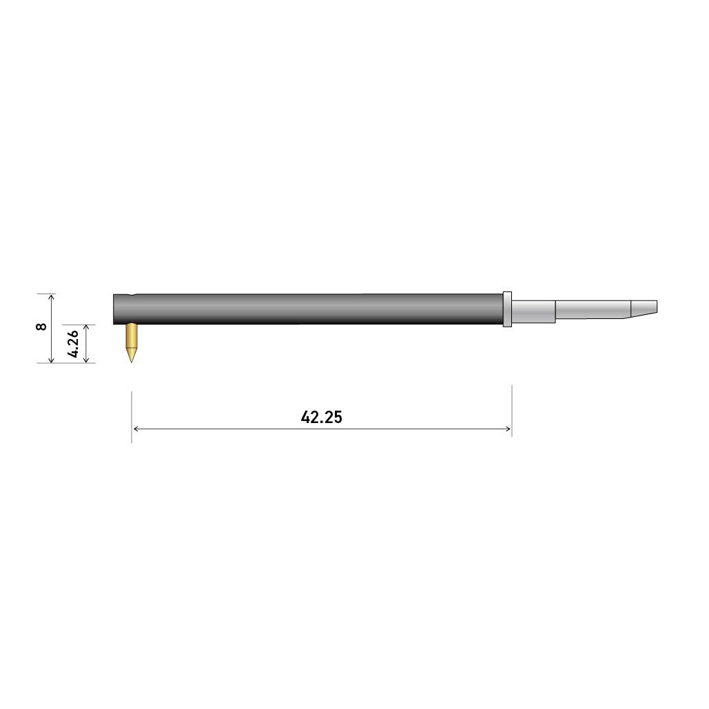 凹槽测针 60mm 40Â° 2um x 4.25mm Shank Clr PGI Stylus